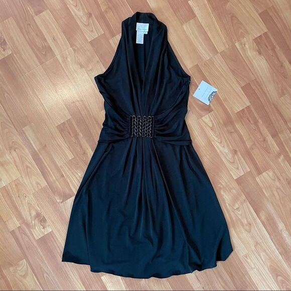 Donna Morgan NWT black mini dress stretchy flow Fit and Flare Night out Cocktail - Picture 11 of 11